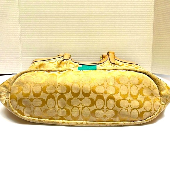 Coach Signature Khaki Emerald Stripe 12cm Devin Shoulder Bag - Picture 3 of 9